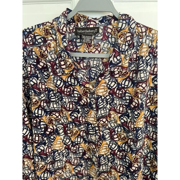 VTG Leslie Fay Haberdashery Size 22W Blouse Multicolor French Horns Mardi gras - Picture 2 of 10